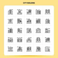 OutLine 25 City Building Icon set Vector Line Style Design Black Icons Set Linear pictogram pack Web and Mobile Business ideas design Vector Illustration