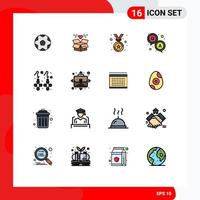 Universal Icon Symbols Group of 16 Modern Flat Color Filled Lines of gemstone earring award survey qa Editable Creative Vector Design Elements