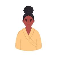 Black woman with problem skin, acne, spots. Skincare, facial care and dermatology. vector