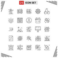 25 Icons Line Style Grid Based Creative Outline Symbols for Website Design Simple Line Icon Signs Isolated on White Background 25 Icon Set Creative Black Icon vector background