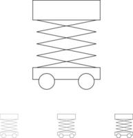 Construction Develop Scaffolding Structure Bold and thin black line icon set vector