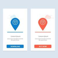 Heart Location Map Pointer  Blue and Red Download and Buy Now web Widget Card Template vector
