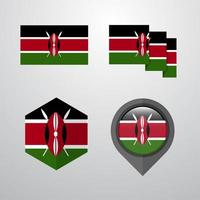 Kenya flag design set vector