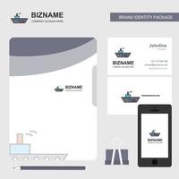 Ship Business Logo File Cover Visiting Card and Mobile App Design Vector Illustration