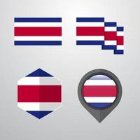 vector de conjunto de diseño de bandera de costa rica