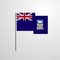 vector de diseño de bandera ondeante de islas malvinas