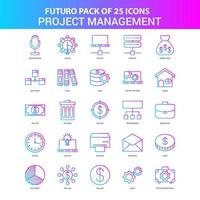 25 Blue and Pink Futuro Project Management Icon Pack vector