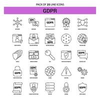 GDPR Line Icon Set 25 Dashed Outline Style vector
