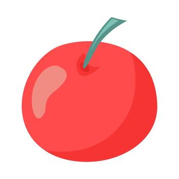 Red apple isolated on white background. Flat illustration of ripe fruit. Design element for labels or package. vector