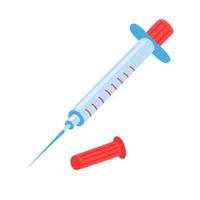 Flat illustration of Syringe isolated on a white background. Vector illustration of medical equipment.