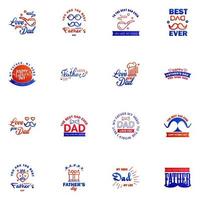 Happy fathers day 16 Blue and red Typography Fathers day background design Fathers day greeting card Editable Vector Design Elements