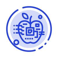 Apple Artificial Biology Digital Electronic Blue Dotted Line Line Icon vector