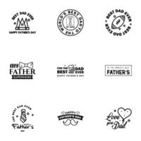 Happy fathers day 9 Black vintage retro type font Illustrator eps10 Editable Vector Design Elements