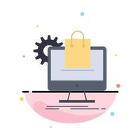 shopping online ecommerce services cart Flat Color Icon Vector