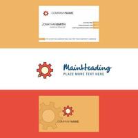 Beautiful Gear Logo and business card vertical Design Vector