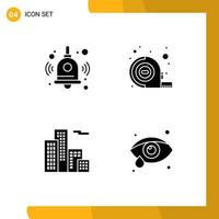 4 Universal Solid Glyphs Set for Web and Mobile Applications back to school eye care measuring apartment ophthalmology Editable Vector Design Elements