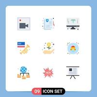 Flat Color Pack of 9 Universal Symbols of dollar american design laud flag Editable Vector Design Elements