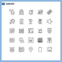 Set of 25 Modern UI Icons Symbols Signs for celebrate power shop feminism head Editable Vector Design Elements