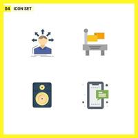 Modern Set of 4 Flat Icons Pictograph of conversion loud structure train education Editable Vector Design Elements