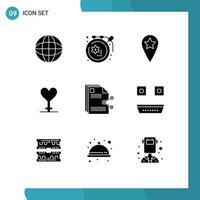 9 Universal Solid Glyph Signs Symbols of document sharing location files symbol Editable Vector Design Elements