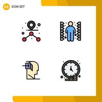 Set of 4 Modern UI Icons Symbols Signs for destination inner challenge task minded Editable Vector Design Elements