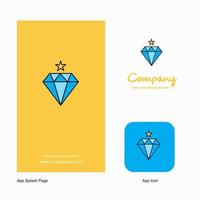 el icono de la aplicación del logotipo de la empresa de diamantes y el diseño de la página de bienvenida elementos de diseño de la aplicación empresarial creativa vector