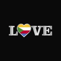 tipografía de amor con el vector de diseño de la bandera de la república democrática del congo