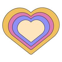 Retro stripes heart. Hippie heart vector illustration. Valentine's Day 14 February.