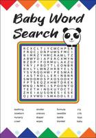 Baby Shower Word Search Template vector