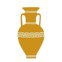 Hand drawn clay jug with greek ornament vector