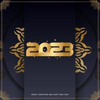 Golden pattern on black. Happy New Year 2023 holiday banner. vector