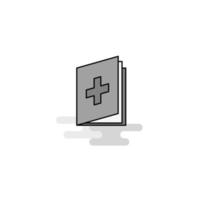 libro médico icono web línea plana llena vector icono gris