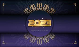 Blue and gold color. 2023 happy new year festive background. vector