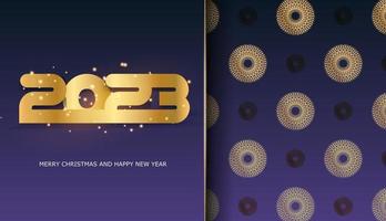 Happy new year 2023 holiday background. Blue and gold color. vector
