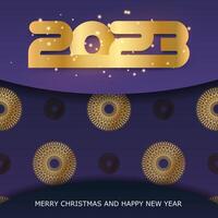 Blue and gold color. 2023 happy new year greeting banner. vector