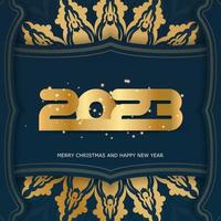 Blue and gold color. Happy new year 2023 holiday background. vector