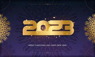 Blue and gold color. Happy new year 2023 greeting card. vector