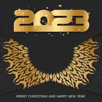 2023 happy new year festive background. Black and gold color.