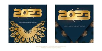 color azul y dorado. Fondo festivo de feliz año nuevo 2023. vector