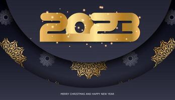 Golden pattern on black. Happy new year 2023 holiday background. vector