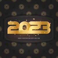 Golden pattern on black. 2023 happy new year festive background. vector