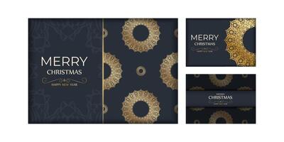 Christmas greeting cards with gold ornament design vector
