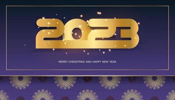 Blue and gold color. 2023 happy new year greeting background. vector