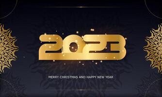 Happy 2023 new year greeting background. Black and gold color. vector