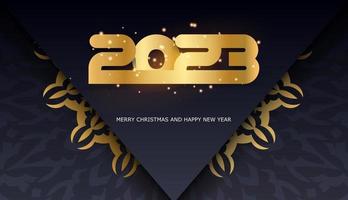 2023 happy new year festive background. Black and gold color. vector