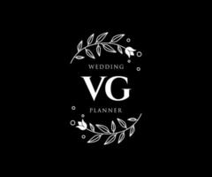 colección de logotipos de monograma de boda con letras iniciales vg, plantillas florales y minimalistas modernas dibujadas a mano para tarjetas de invitación, guardar la fecha, identidad elegante para restaurante, boutique, café en vector