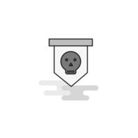 Skull flag Web Icon Flat Line Filled Gray Icon Vector