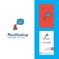 Thinking about money Creative Logo and business card vertical Design Vector