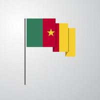 Cameroon waving Flag creative background vector