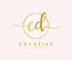 Initial CD feminine logo. Usable for Nature, Salon, Spa, Cosmetic and Beauty Logos. Flat Vector Logo Design Template Element.